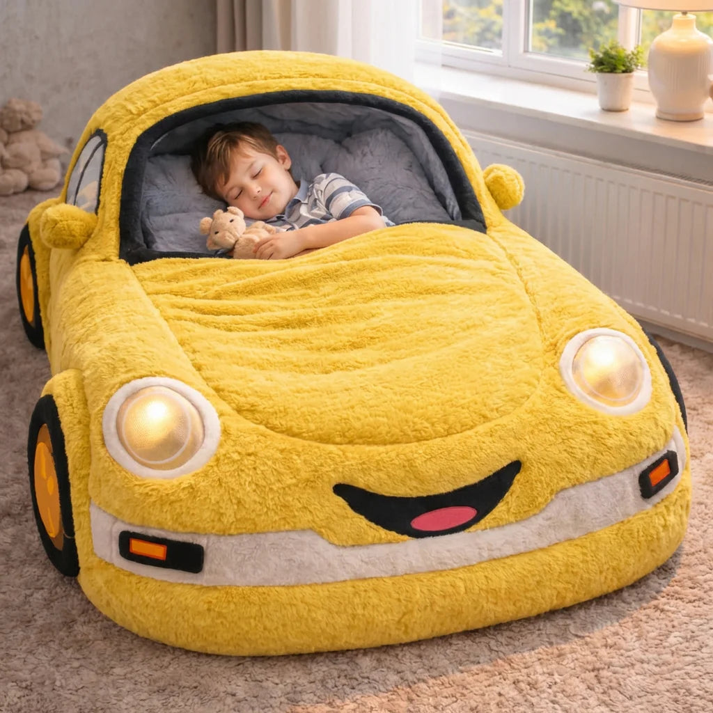 Car-Shaped Kids Sleeping Bag Bed – Soft Plush Floor Bed for Toddlers