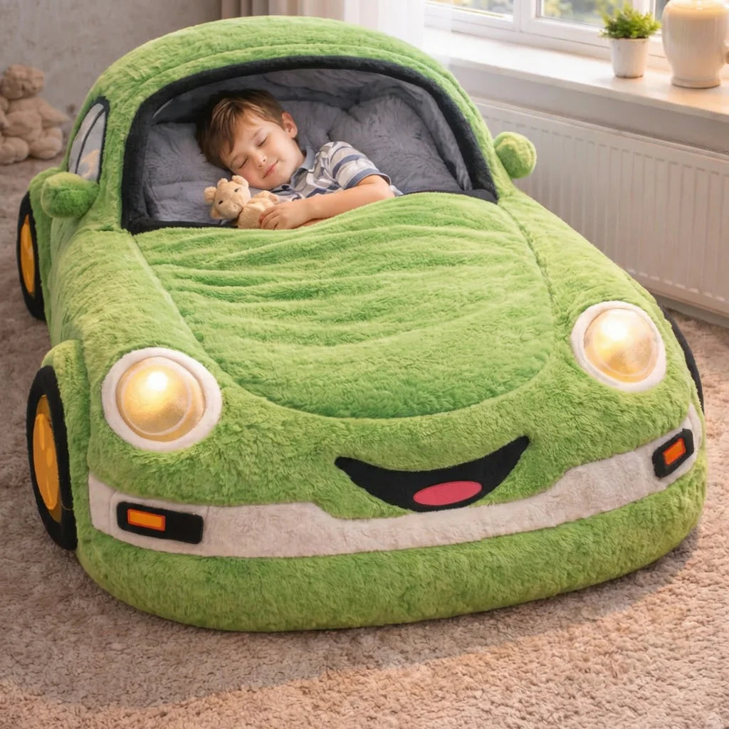 Car-Shaped Kids Sleeping Bag Bed – Soft Plush Floor Bed for Toddlers