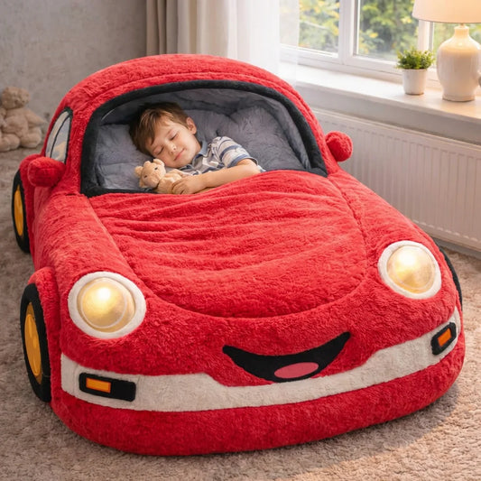Car-Shaped Kids Sleeping Bag Bed – Soft Plush Floor Bed for Toddlers